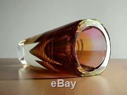 Large Murano Sommerso Faceted Art Vase With Spiral Flavio Poli Italian