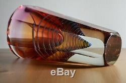 Large Murano Sommerso Faceted Art Vase With Spiral Flavio Poli Italian