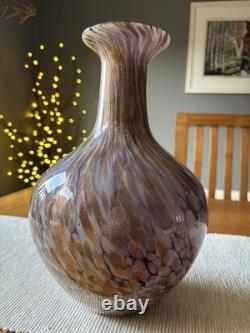 Large Murano Style Art Glass Vase Copper Aventurine Amethyst Twist 12 Vintage