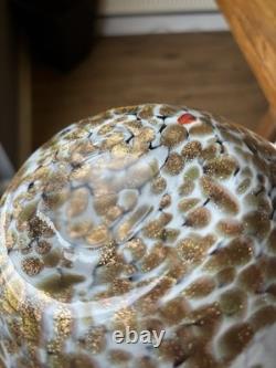 Large Murano Style Art Glass Vase Copper Aventurine Amethyst Twist 12 Vintage