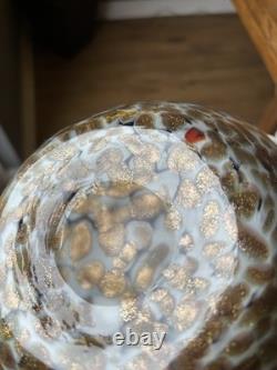 Large Murano Style Art Glass Vase Copper Aventurine Amethyst Twist 12 Vintage
