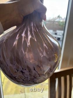 Large Murano Style Art Glass Vase Copper Aventurine Amethyst Twist 12 Vintage