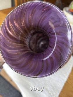 Large Murano Style Art Glass Vase Copper Aventurine Amethyst Twist 12 Vintage