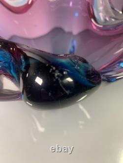 Large Murano Style Sommerso Art Glass Sculptural Vase Centrepiece 51cm