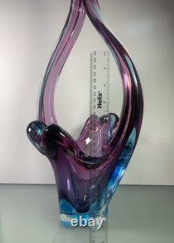 Large Murano Style Sommerso Art Glass Sculptural Vase Centrepiece 51cm