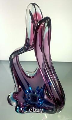 Large Murano Style Sommerso Art Glass Sculptural Vase Centrepiece 51cm