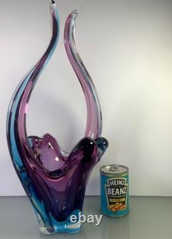 Large Murano Style Sommerso Art Glass Sculptural Vase Centrepiece 51cm