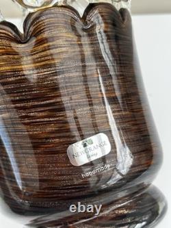 Large Newgrange Living Handmade Art Glass Vase Amber Brown Clear 35cm