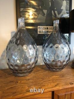 Large Pair Smoked Dimple Glass Vases RSW Wuidart & Co Sweden 46cm 1950s