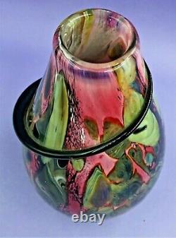 Large Robert Eickholt Art Glass Vase With Applied Spiral Signed, Dated 2000