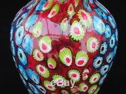 Large Size Murano Art Glass Free-formation Millefiori Murrine Vase with Label