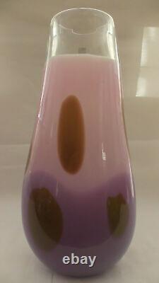 Large Svaja, Scandinavian art glass vase, lilac, pink & beige Signed