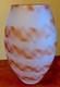 Large Thick Frosted Glass Studio Art Blown Glass Vase Orange Stripes 10 Vgc