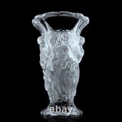 Large Vase Nude Ladies Bacchantes Satin Clear Frosted Glass