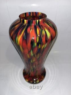 Large Vintage Franz Tomschick Bohemian Art Deco Spatter Glass Footed Vase Rare