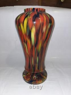 Large Vintage Franz Tomschick Bohemian Art Deco Spatter Glass Footed Vase Rare