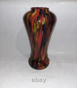 Large Vintage Franz Tomschick Bohemian Art Deco Spatter Glass Footed Vase Rare