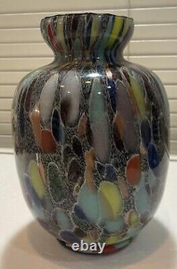 Large Vintage Mid Century Italian 12 Azzurra Maestri Vetrai Art Glass Vase