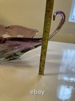Large Vintage Murano Purple Freeform Art Glass Centrepiece Bowl C1960's