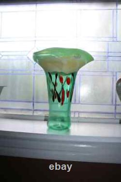 Large Viz Art Glass Vase Hand Blown 11.5