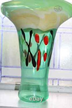 Large Viz Art Glass Vase Hand Blown 11.5