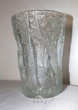 Large antique 1930's Josef Inwald Barolac figural frosted art glass forest vase