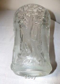 Large antique 1930's Josef Inwald Barolac figural frosted art glass forest vase