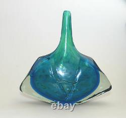Large vintage Maltese Mdina Art Glass Fish Axe Head Vase M Harris design C. 1980