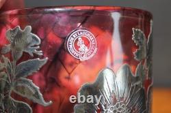 Laugharne Cranberry Glass Vase with Silver Overlay