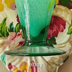 Lavorazione Arte Murano Glass Vase hand blown green swirl tall label tag Italy