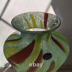 Lavorazione Arte Murano Glass Vase hand blown green swirl tall label tag Italy