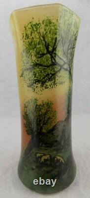 Legras Pâte de Verre art nouveau/art deco painted art glass vase