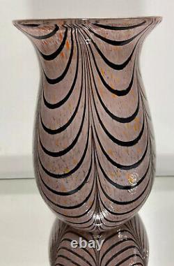 Lg. Murano Art Glass Vase Confetti Pulled Feather Design Multi colour Sculpture