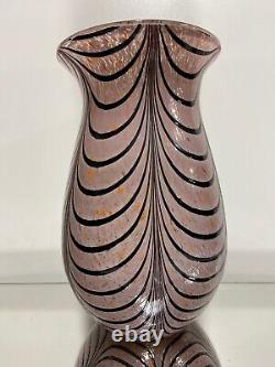 Lg. Murano Art Glass Vase Confetti Pulled Feather Design Multi colour Sculpture