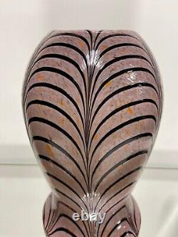 Lg. Murano Art Glass Vase Confetti Pulled Feather Design Multi colour Sculpture