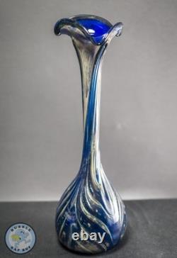 Lily Vase Cobalt Blue Mix Hand Blown Art Glass Vase Art Nouveau Style