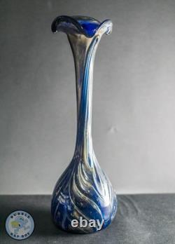 Lily Vase Cobalt Blue Mix Hand Blown Art Glass Vase Art Nouveau Style
