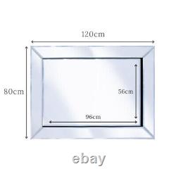 Livia Extra Large Silver Glass Framed Rectangle Bevelled Wall Mirror 120 x 80cm