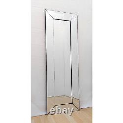 Livia Silver Glass Framed Full Length Bevelled Dressing Wall Mirror 120cm x 40cm