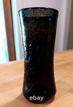Loetz Art Glass Smoke Craquelure with Brown speckled design Vase, 6 tall, EUC