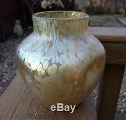 Loetz Art Glass Vase Oil Spot with Dimpled Body Nice