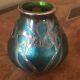 Loetz Art Glass Vase With Sterling Overlay Silver