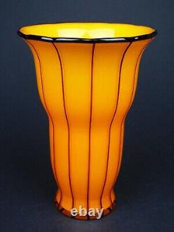 Loetz Ausfuehrung 157 orange & black glass vase 1914 Art Deco tango Bohemian