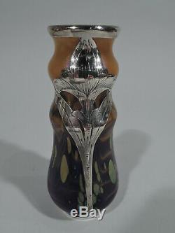 Loetz Cytisus Neurot Vase Alvin 103 Bohemian Czech Art Glass Silver Overlay