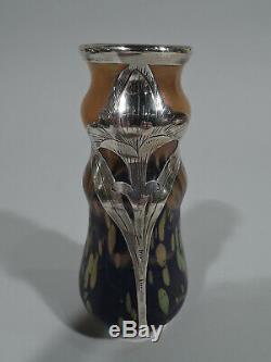 Loetz Cytisus Neurot Vase Alvin 103 Bohemian Czech Art Glass Silver Overlay
