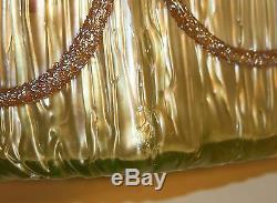 Loetz Czech Bohemian Gold Iridescent Art Glass Empire Swag Vase on Texas Ground