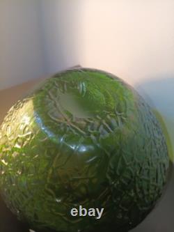 Loetz Design Moulded Green Vase With Flared Rim