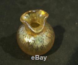 Loetz Iridescent Art Nouveau Glass Art Glass Oil Spot Miniature Vase