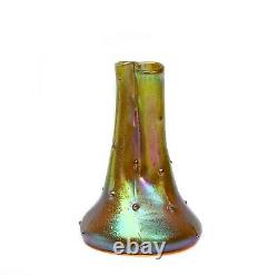 Loetz Iridescent Double Tree Trunk Art Glass 6.25 inch Vase
