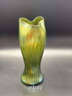 Loetz Ribbed Trifid Iridescent Vase